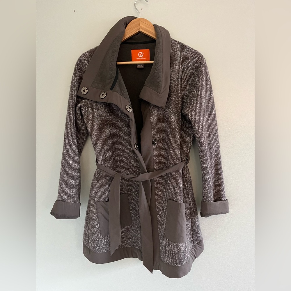 Merrell Talley Swacket Belted Sweater Jacket Fleece LIned Womens Size Medium
